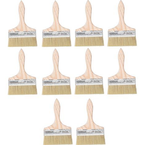 Ortviai Brosse à Peinture en Laine Synthétique, Manche en Bois Ergonomique, Lot de 10, Largeur 13 cm (1/5)