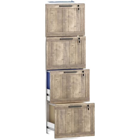 Classeur, Construction en Bois, Mécanisme de Verrouillage Sécurisé, BLANC (1/5)