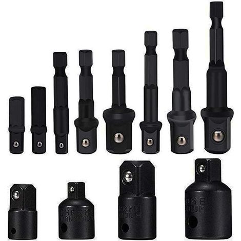 Socket Adaptor Converter Set Clé d'écrou de forets à queue hexagonale 8 pièces socket Extension Adaptateur Bit Set Lot de 4 Adaptateurs Réducteurs Pour Clés à Rochet/Clé à Douille- (1/5)