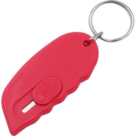 Mini cutter de sécurité avec porte-clés, rétractable, rouge