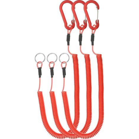 3Pcs de Sangles Rétractables à Ressort pour Pêche Kayak Rouge (1/5)