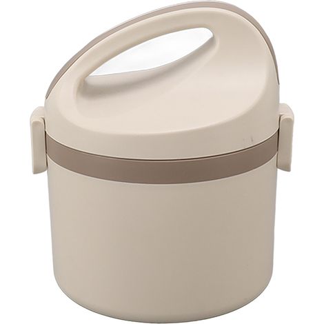 Boîte à lunch Bento en acier inoxydable isotherme, portable et idéale pour l'école, le bureau et les voyages (beige). (1/5)