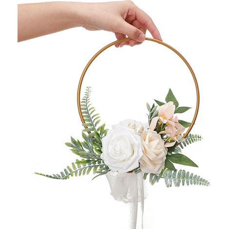 Couronne florale de mariage, fleur artificielle pour demoiselles d'honneur, cérémonie de réception nuptiale, anniversaire, blanc laiteux (1/5)