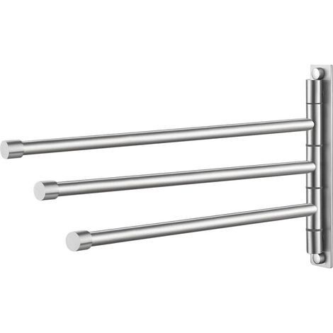 Porte-Serviettes de Salle de Bain Porte-Serviettes pivotant à 3 Bras Organisateur de Rangement pour Porte-Serviettes Mural en Acier Inoxydable SUS304 Finition brossée