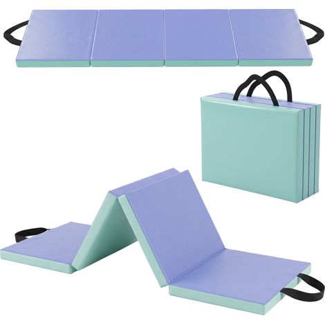 SPORTNOW Foldable Gymnastics Mat, Folding Gym Mat for Yoga, Green & Purple (1/5)