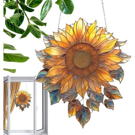 Acryl Fensterdekoration Blumen Wandbehang bunte Sonne mit