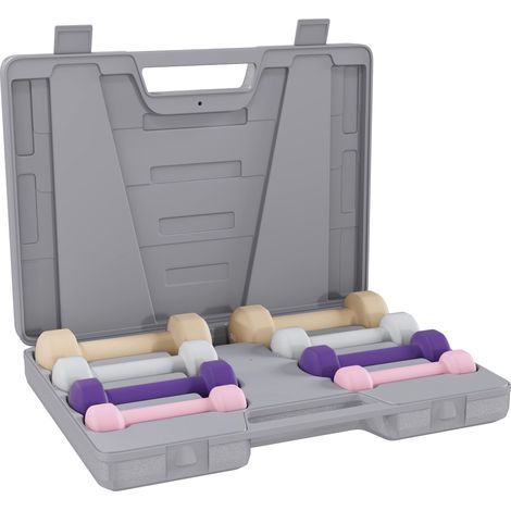Juego de mancuernas con estuche - 4 pares: de 0,5 kg a 2 kg