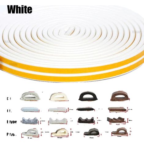 Bande d'étanchéité pour porte, mousse acoustique en caoutchouc, bande auto-adhésive, BLANC, E, 10M-b (1/2)