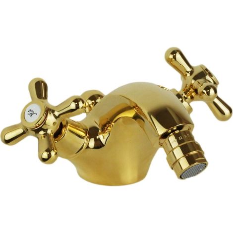 Rubinetto monoforo per bidet doppia leva in colore oro Gattoni Calypso 5931/RED0 Oro (1/3)