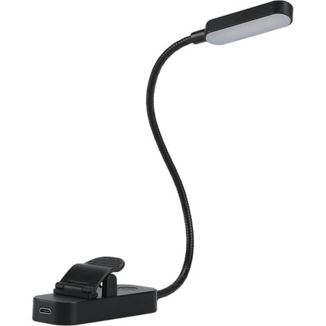 Lampada da lettura a LED flessibile con clip, ricaricabile tramite USB, luce notturna dimmerabile