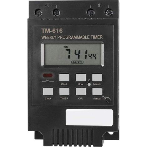 Interruptor horario programable con pantalla semanal, relé de interruptor mecánico, reloj modular para carril DIN (202 V)