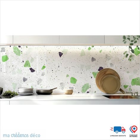 Crédence : Terrazzo Chromatique - Couleur Vert jaune - Alu composite - 60 - 120 (1/3)