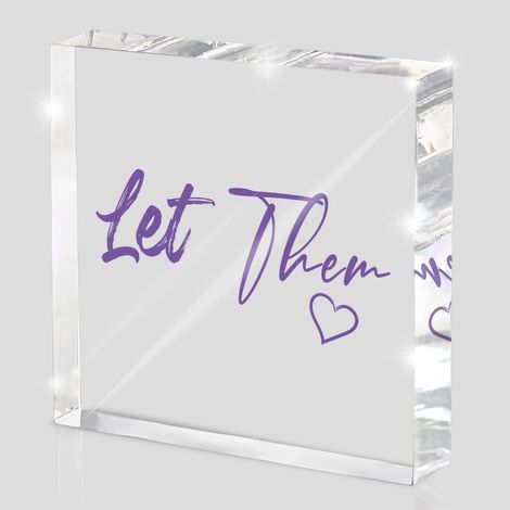 Laisse-les - Panneau de bureau en acrylique violet de 10 cm, décoration de bureau et de box pour femmes, accessoire de bureau, cadeau de citation inspirante pour amis (1/5)