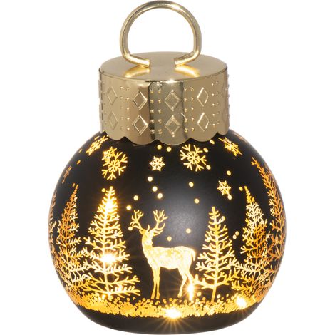 Lampe LED en forme de boule avec un renne, Ø 10 cm (1/4)