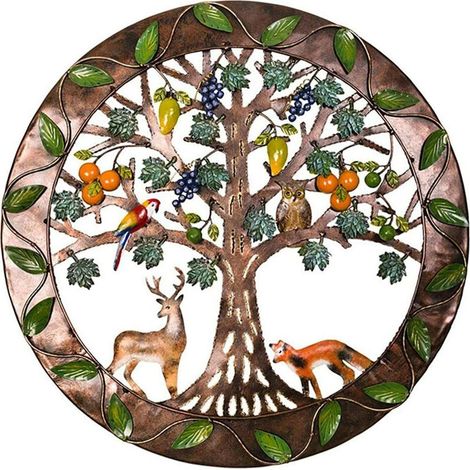 Décoration murale Arbre de Vie en bois et métal, signe de famille – DELKEVIC (1/4)