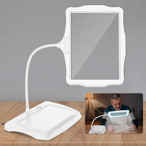 Lampada da tavolo con lente d'ingrandimento ricaricabile 3x, lampada da tavolo flessibile a collo di cigno con 48 LED, luce d'ingrandimento ad alta potenza per lettura, cucito, artigianato, pittura, f (1/5)