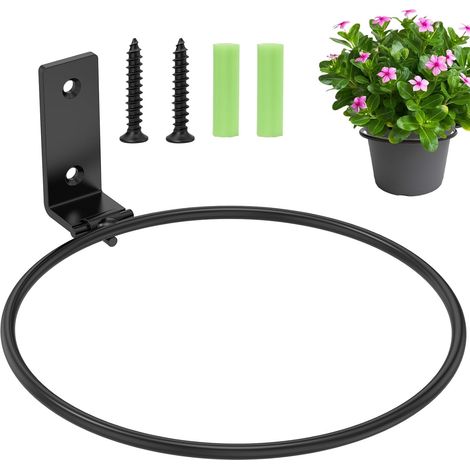 Anneau porte pot de fleurs mural, pliable, robuste, en fer, pour suspension intérieure et extérieure (1/5)