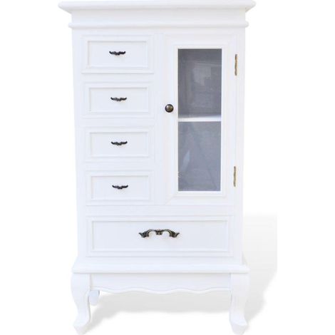 Credenza credenza consolle mobile contenitore con 5 cassetti e 2 ripiani bianco 4402197