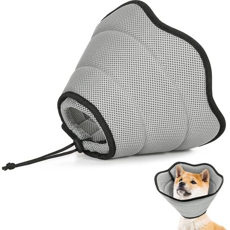 2 Stück Halskrause Hund Leckschutz, Weich Schutzhalsband Kegelhalsbänder Verstellbar Genesungshalsband, Atmungsaktive Haustier Elisabethanischer, Hundehalskrause, Leckschutz Hund nach Op Hund, M, Grau (1/5)