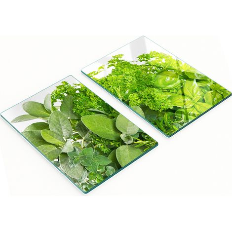 Tableros de vidrio decorativos multifuncionales con estampado de hierbas, 2x40x52 cm.