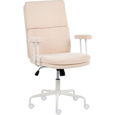 Fauteuil de Bureau Pivotant en Tissu Inclinaison Verrouillable Hauteur Réglable Beige Clair Vero (1/5)