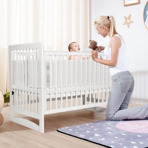 Barrière de lit réglable pour bébé, amovible et lavable, couleur blanche, protection 3D respirante anti-chocs adaptée à toutes les saisons (1/5)