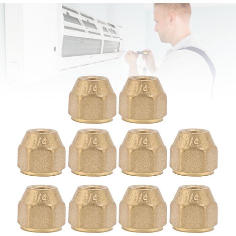 Lot de 10 écrous évasés 1/4 pouce en laiton – Pression de service 10,3 bars – Installation rapide sans soudure – Pour raccords de tuyaux en cuivre
