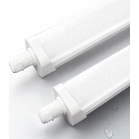 Néon LED 120cm Lot de 2, Réglette IP65 Garage 6600lm 36W Tube LED 120cm 6600lm haute luminosité, 4000K couleurs naturelles, IP65 étanche pour garage et atelier, faible consommation (1/5)