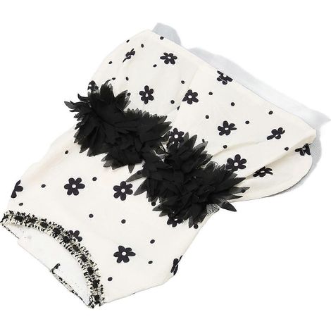 Robe pour chien douce, confortable et respirante à fleurs noires, style princesse, pour petits animaux, beige XL (1/2)