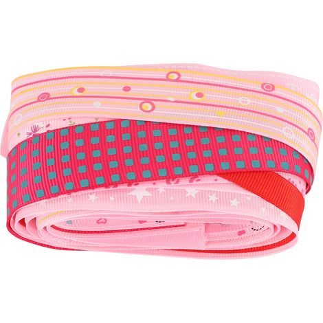 6-25 mm, 12 modèles aléatoires de rubans colorés, boîtes cadeaux, nœuds, accessoires pour cheveux, rubans en satin, série rose. (1/5)