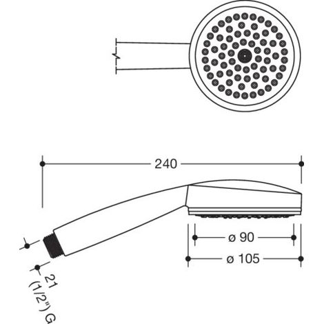 HEWI 950.33.E036 Douchette à main, ø 105 mm (1/2)