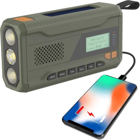 5000 mAh tragbares Notfallradio Solar-Handkurbelradio DAB/FM-Wetterradio mit LED-Taschenlampe Bluetooth 5.0 Lautsprecher Powerbank (1/5)