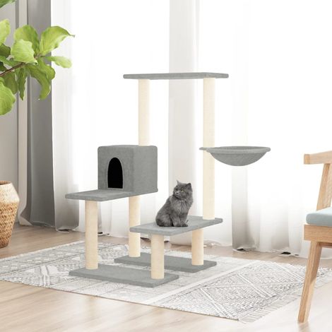 Arbre à chat,Tour à chat tout-en-un avec griffoirs en sisal Gris clair 94,5 cm -BN2033 (1/4)