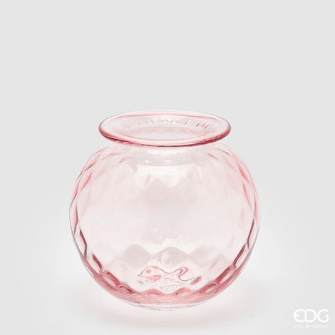 EDG Enzo De Gasperi Vaso Opium Vetro H 19 Cm D 20 Cm Pink