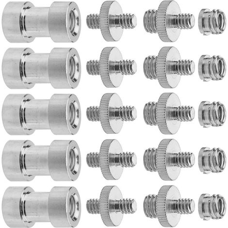 Adaptateur à Vis Métallique 1/4 à 3/8, Kit de 5 Pièces Argenté, Léger et Solide, Facile à er, pour Trépied et Flash en Photographie (1/5)