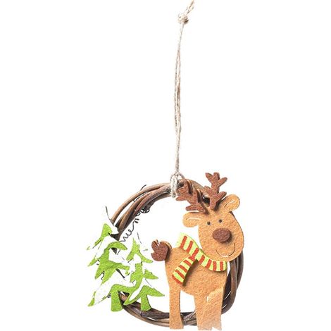 Guirlande Murale - Décor En Bois - Motif Cerf - Pour Porte Ou Mur - 9 x 9 cm - Accessoire Intérieur Multifonction - 1 Pièce (1/5)
