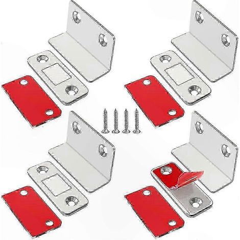 Set mit 4 ultradünnen, L-förmigen Schranktürmagneten, starke magnetische Klebebefestigung für Möbel, unsichtbarer Verschluss (1/5)