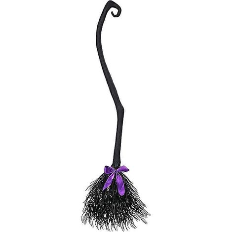 Décoration d'Halloween : balai volant de sorcière, noir et (1/5)