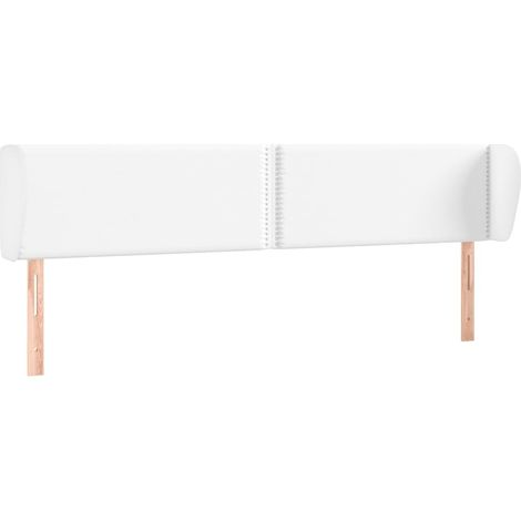 Tête de lit,Panneau décoratif avec oreilles Blanc 203x23x78/88 cm Similicuir CFW5252505 (1/5)