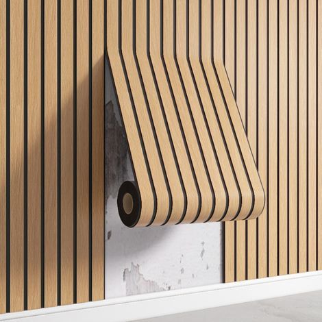 PVC wall panel 300 x 40 cm, self-adhesive, oak grain, soundproof, suitable for walls and ceilings, natural brown.