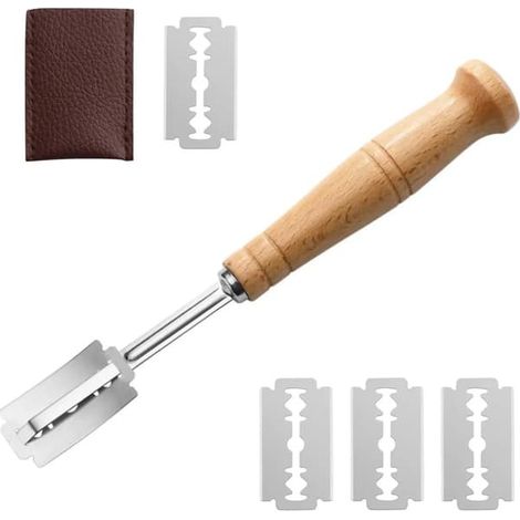 Couteau à baguette en acier inoxydable à 5 lames, couteau à trancher pour couper le pain, les petits pains et les baguettes (1/4)