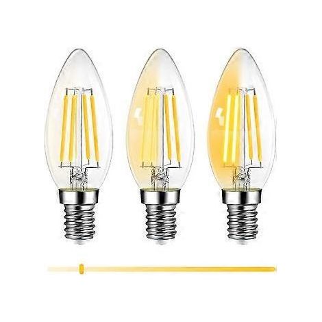 Ampoule LED E14 effet bougie, 6 W, dimmable, équivalent 60 W incandescent, 600 lm, 2700 K, blanc chaud, économie d'énergie pour lustres et appliques murales. (1/5)