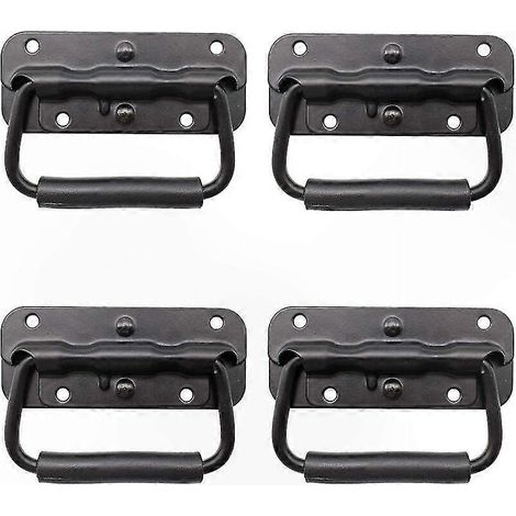 Poignées pliantes à ressort pour caisses et mallettes, lot de 4 poignées de remplacement robustes pour boîtes de rangement et valises techniques. (1/5)