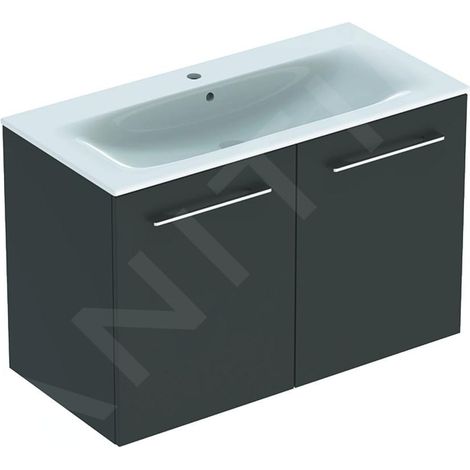 Geberit Selnova Square - Meuble-vasque 635x988x480 mm, avec vasque, 2 portes, gris velouté mat 501.261.00.1 (1/3)