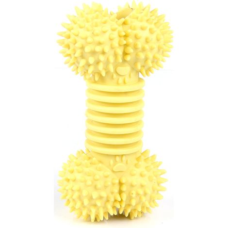 Jouet de dentition pour chien en TPR, os à mâcher et à percer, pour nettoyer les dents (jaune) (1/3)