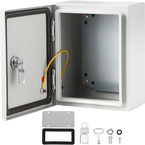 Boîte électrique en acier NEMA 4X étanche IP66 - Coffret peinture murale intérieur/extensionérieur - Plaque de montage amovible - Double verrou sécurisé - 12x10x6 (1/5)