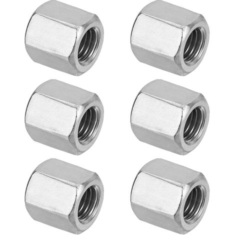 Ecrou Long M12 x 1.75 de Pas Écrou Hexagonal en Acier Inoxydable 304, 6Pcs 20mm/ 0.8" Longueur Raccords de Tige Filetés Grossiers, Écrous de Couplage, Ton Argent (1/5)