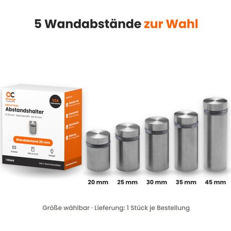 Edelstahl Abstandshalter für Schilder und Spiegel 35 mm (1/5)