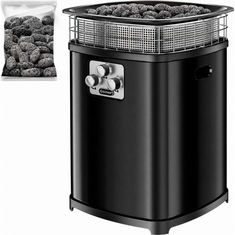 KESSER® Gas-Feuerstelle Aura, 18 kW, 360° Wärmeverteilung, IP54 - Schwarz, Classic