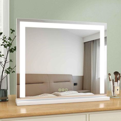 S'AFIELINA Hollywood Vanity Mirror with Lights, LED Hollywood Mirror with Dimmable, Touch Screen Control, Dressing Table Mirror with Lights, 600x520x120mm, White